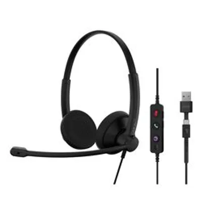 Casque EPOS IMPACT 100 MS noir à écouteurs supra-auriculaires avec micro flexible, module de contrôle avec boutons mute et Casque EPOS IMPACT 100 MS noir à écouteurs supra-auriculaires avec micro flexible, module de contrôle avec boutons mute et