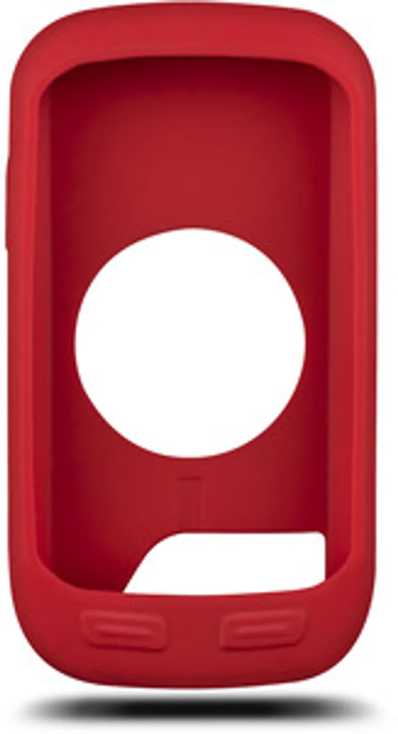 Custodia protettiva in silicone rosso per Garmin Edge 1000 con foro centrale e tagli per pulsanti da bici