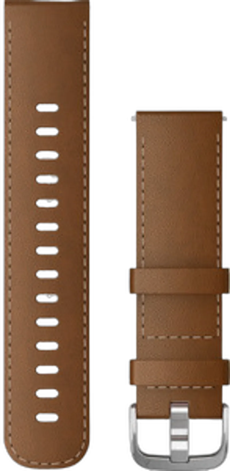 Garmin Ersatzarmband 22mm Leder Braun mit Naht/Silber Schnalle
