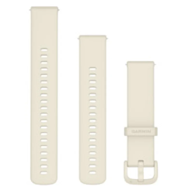 Correa de reloj Garmin Schnellwechsel de 20 mm en silicona color hueso con sistema de liberación rápida y hebilla ajustable.