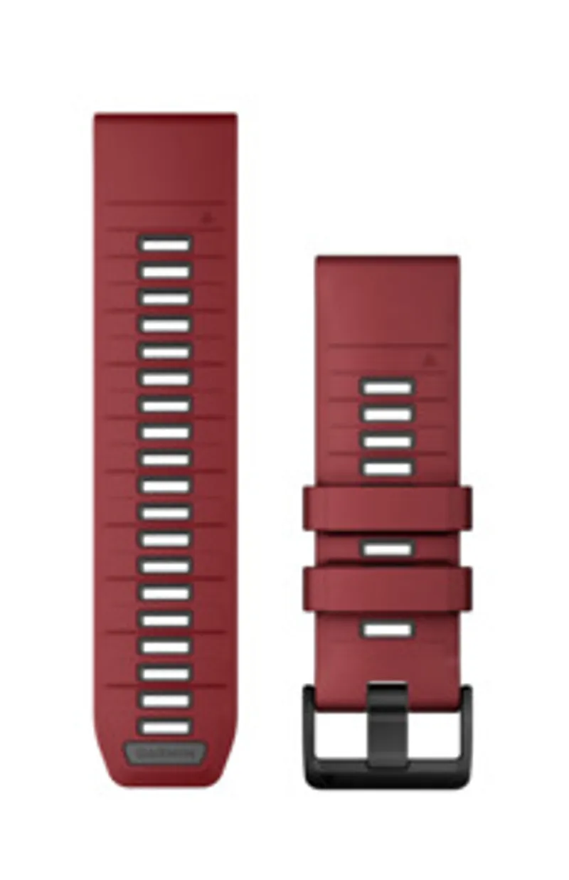 Correa de repuesto Garmin QuickFit 26mm en silicona Marsala con hebilla de grafito, dos piezas verticales con ranuras de