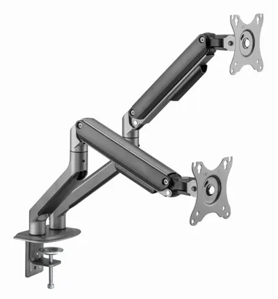 gembird Schreibtisch, verstellbarer Doppelmonitorarm, Grey