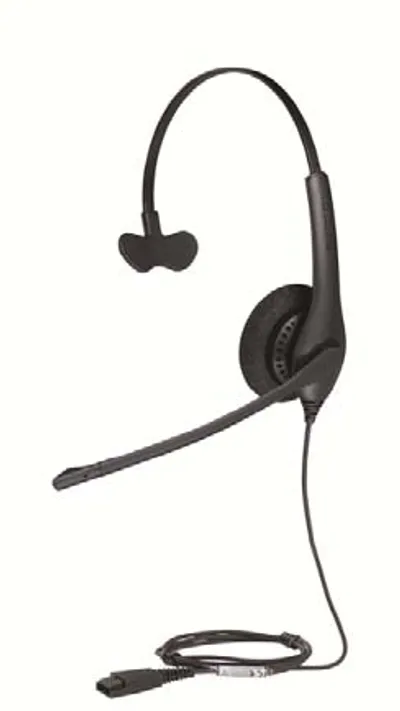 Auricolare Jabra BIZ 1500 monaurale con cancellazione rumore e microfono a braccio per ufficio in vista laterale.