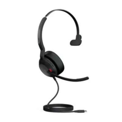 Jabra Evolve2 50 USB-C MS Mono, auriculares negros con micrófono ajustable y cable USB-C. Jabra Evolve2 50 USB-C MS Mono, auriculares negros con micrófono ajustable y cable USB-C.