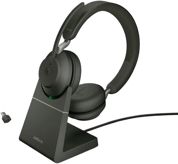 Jabra Headset Evolve2 65 UC Duo, inkl. Link 380c & Ladesta