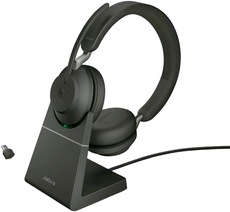 Jabra Headset Evolve2 65 UC Duo, inkl. Link 380c & Ladesta