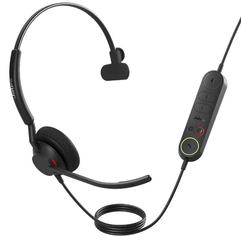 Беспроводная гарнитура Jabra Engage 40 Mono с USB-C/A для UC, чёрная модель с микрофоном, регулятором громкости и кнопкой