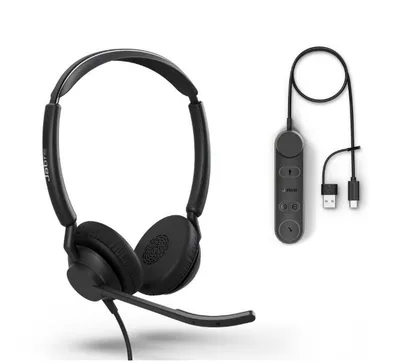 Auriculares estéreo Jabra Engage 50 II Link en negro con diadema ajustable, almohadillas acolchadas y micrófono boom junto