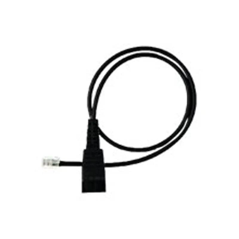 Jabra Kabel QD to RJ45 cable coiled with a clear RJ45 connector and black rectangular housing on a white background