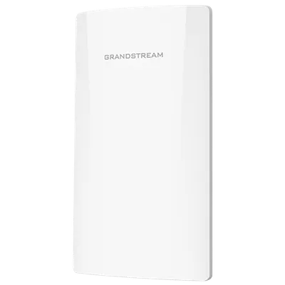 Access point Wi-Fi esterno Grandstream GWN7605CLR, dispositivo rettangolare bianco con logo grigio e bordi scanalati per Access point Wi-Fi esterno Grandstream GWN7605CLR, dispositivo rettangolare bianco con logo grigio e bordi scanalati per