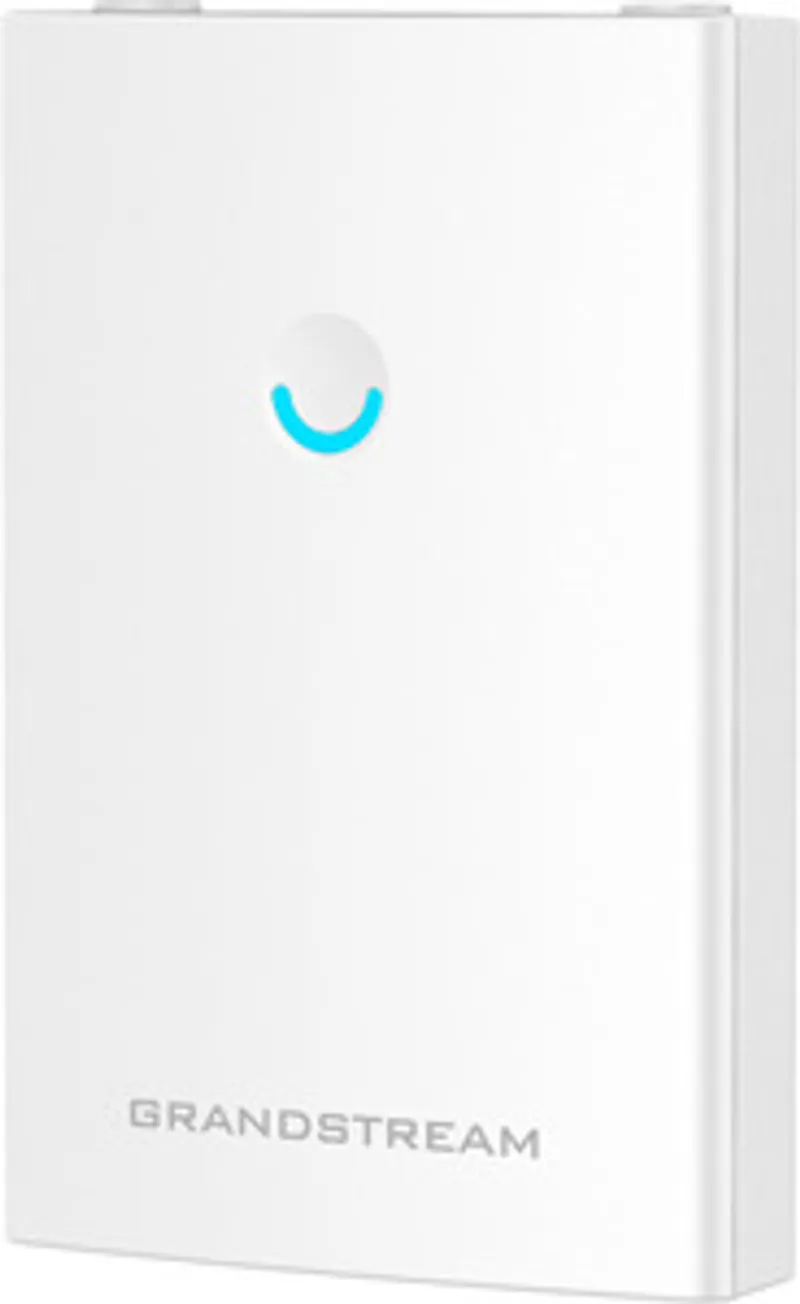 AccessPoint WiFi Grandstream GWN7630LR, dispositivo bianco rettangolare con LED blu centrale e logo grigio, ideale per reti