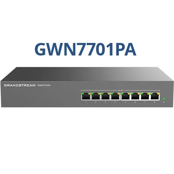 Grandstream GWN7701PA, 8 Port Switch, 8 Port PoE+