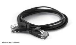 Schwarzes Wantec UTP-Patchkabel CAT6a 0,5m mit RJ45-Steckern und 2,8mm Durchmesser auf weißem Hintergrund gewickelt Schwarzes Wantec UTP-Patchkabel CAT6a 0,5m mit RJ45-Steckern und 2,8mm Durchmesser auf weißem Hintergrund gewickelt