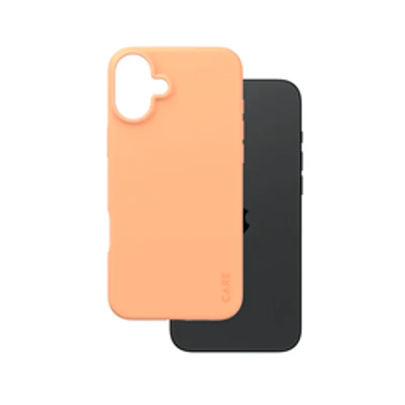 Buste triangolari HERMA 140x140, due custodie per smartphone sovrapposte in colori pesca e nero su sfondo bianco.