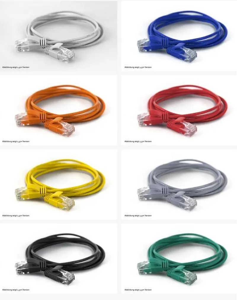Câble patch orange Wantec SSTP CAT7 blindé de 0,10 m diamètre 4 mm enroulé avec connecteurs RJ45 et gaines de protection