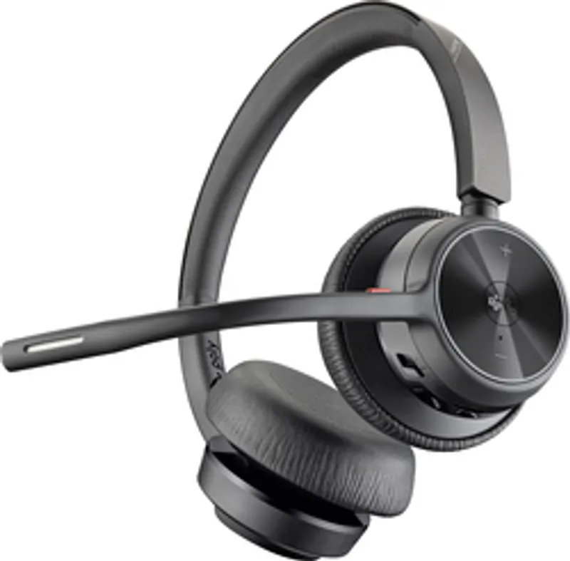 Cuffia stereo Poly Voyager 4320M Teams USB-C nera con microfono regolabile e comandi integrati per videochiamate