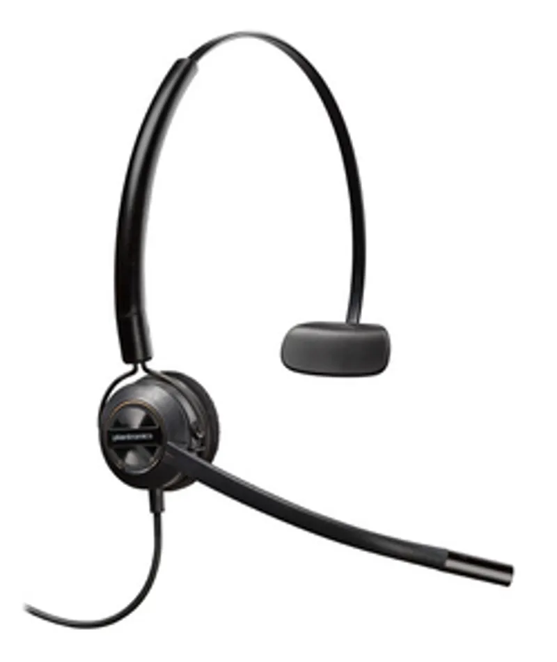 Poly EncorePro 540 Mono QD Headset mit schwarzem Ohrhörer, Metallbügel und flexiblem Mikrofon für Bürokommunikation.