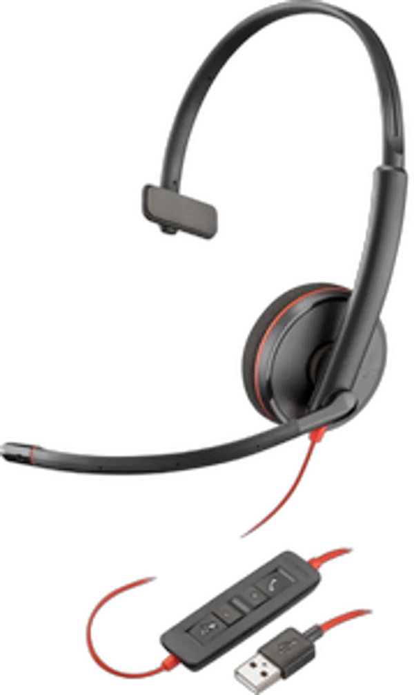 Poly Blackwire 3210 Monaural USB-A Headset (Bulk) 80S01A6