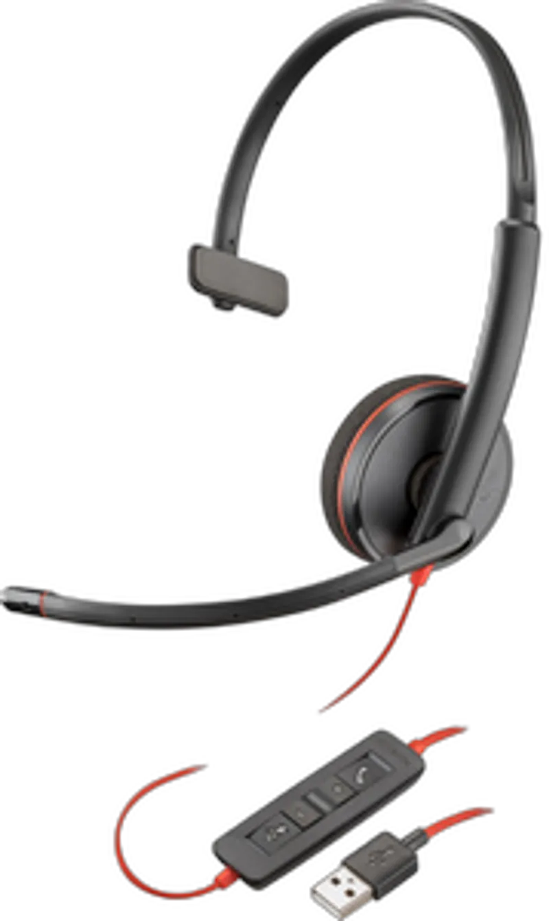 Poly Blackwire 3210 Monaural USB-A Headset (Bulk) 80S01A6