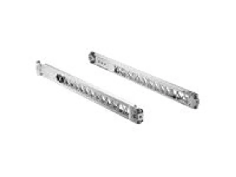 HPE ANW X414 1U Universal 4-Post-Rack-Montageset mit zwei silbernen Montageschienen mit quadratischen Aussparungen und