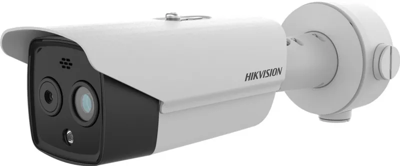 DS-2TD2628-7/QA 4MP IP термальная и оптическая пулеметная камера Hikvision с двумя объективами и сенсором, установленная на