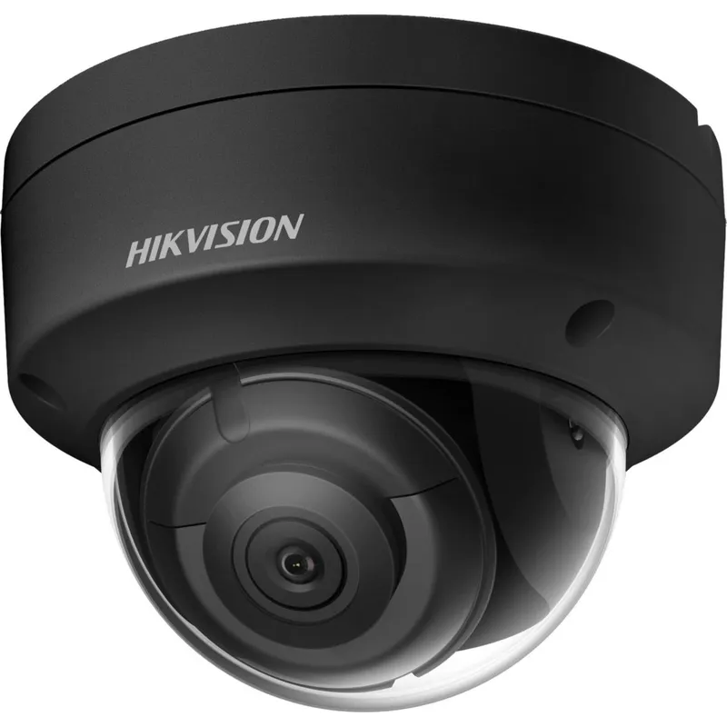 Black Hikvision DS-2CD2183G2-I(S)BLACK 8MP 4K IP dome camera with clear dome cover, IP67-rated housing, and PoE support
