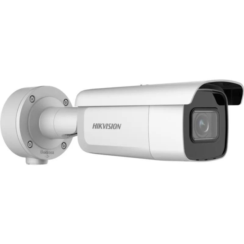 Hikvision DS-2CD3686G2T-IZSY(H)(eF) 8MP 4K IP bullet security camera with white housing, black lens, sunshield, and