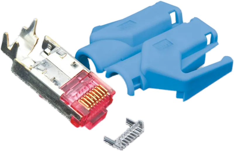 RJ45 KAT6 TM21 Stecker inkl. Knickschutztülle, blau, 50-Pack