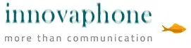 Logo innovaphone en police sérif turquoise avec slogan more than communication en gris et icône poisson orange à droite Logo innovaphone en police sérif turquoise avec slogan more than communication en gris et icône poisson orange à droite