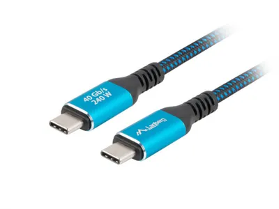 LANBERG USB-C M/M USB4 Kabel 1,5m 240W 8K 60Hz schwarz/blau