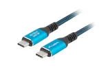 LANBERG USB-C Kabel 40Gbps 240W 8K 60Hz mit blauen Steckern und schwarzem Geflecht für schnelle Datenübertragung und hohe LANBERG USB-C Kabel 40Gbps 240W 8K 60Hz mit blauen Steckern und schwarzem Geflecht für schnelle Datenübertragung und hohe