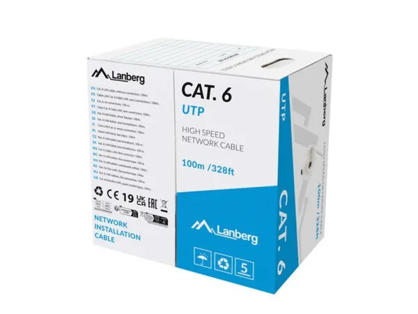LANBERG Verlegekabel CAT.6 UTP 100m CU CPR+Fluke grau