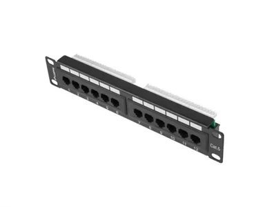 LANBERG 10" Patchpanel 1U 12-Port CAT.6 UTP schwarz
