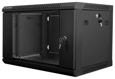 LANBERG 19"  6U 600x450 Wandgehäuse Glastür V2(FlatPack) sw