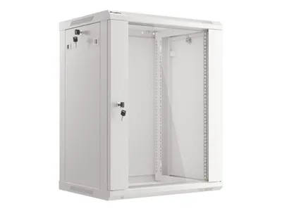 LANBERG 19" 15U 600x450 Wandgehäuse Glastür (FlatPack) grau