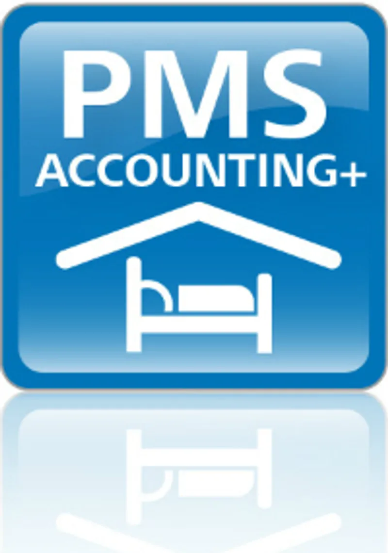 R&S LANCOM Public Spot PMS Accounting plus Option Email-Versand, blaues quadratisches Icon mit weißem Text und Bett-Symbol
