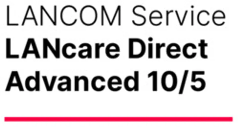 Service LANCOM LANcare Direct Advanced 10/5 avec ligne rouge en bas sur fond blanc