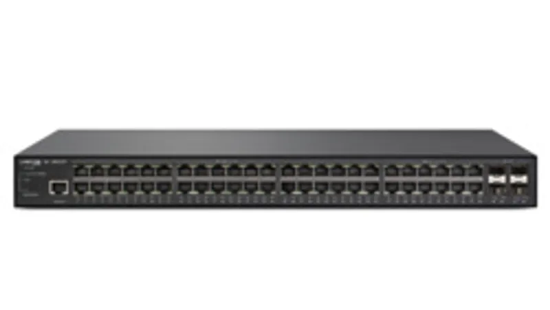 Switch LANCOM GS-3652XP, frontal con puertos RJ45 y LEDs de estado.