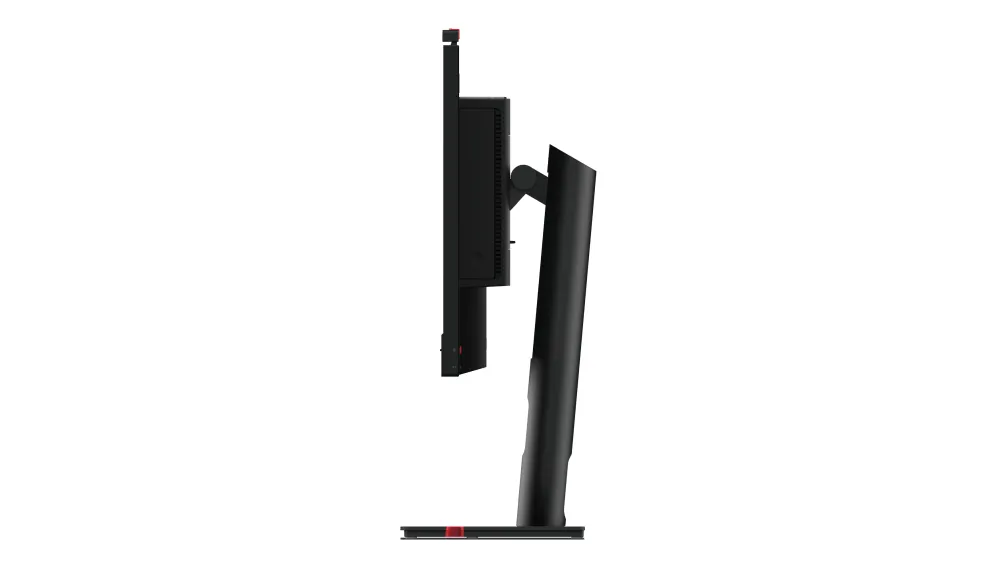 Lenovo ThinkCentre Tiny-In-One 24 Gen 5 all-in-one PC with a 23.8-inch Full HD black display, side view showing attached