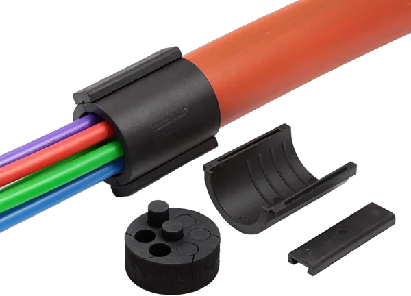Teilbare Rohrabdichtung für versch. Rohrdurchmesser, für 50mm Rohre