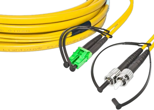 High Quality Flat-Duplex LWL Patchkabel, SM, LC/APC - ST