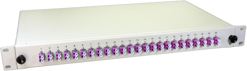 LWL Spleissbox, 48 Fasern, 24x DLC Multimode, 50/125µm OM4 Pigtail
