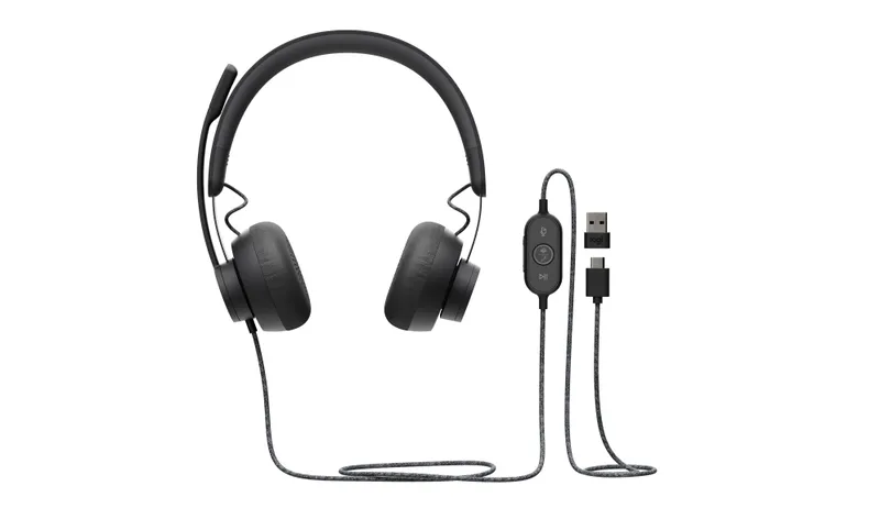 Cuffie Logitech Headset Zone Wired MS Teams in grafite con microfono regolabile, padiglioni over-ear imbottiti e cavo