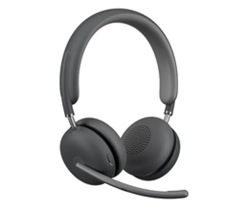 Casque sans fil Logitech Zone Wireless 2 UC en vue 3/4, micro ajustable et coussinets ergonomiques pour visioconférence en