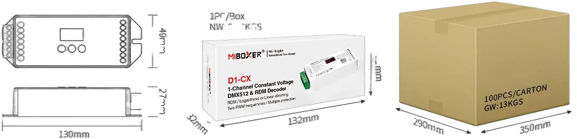 MiBoxer D1-CX LED DMX 1-Kanal LED Controller MiBoxer D1-CX LED DMX 1-Kanal LED Controller