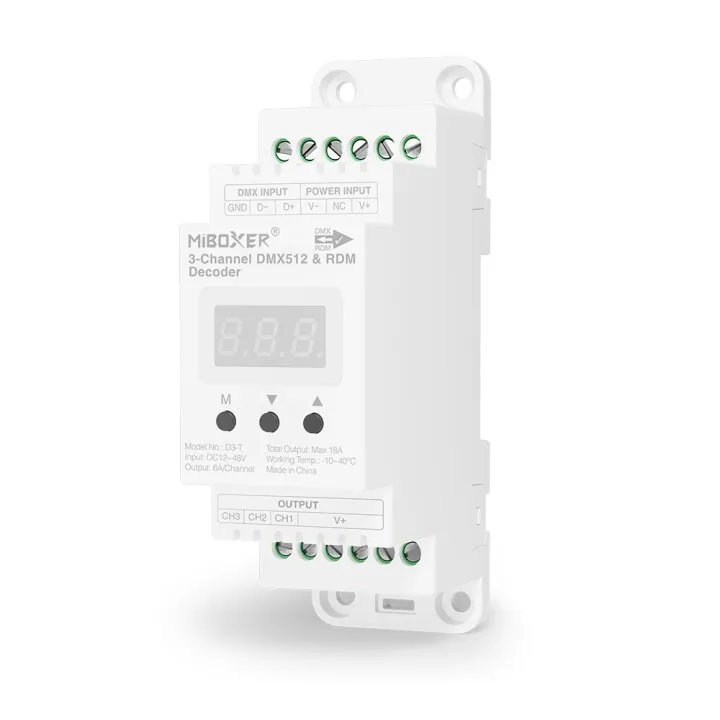 Miboxer Hutschiene DMX 3-Kanal LED Controller DMX-Serie