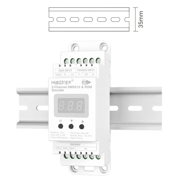 Miboxer Hutschiene DMX 3-Kanal LED Controller DMX-Serie