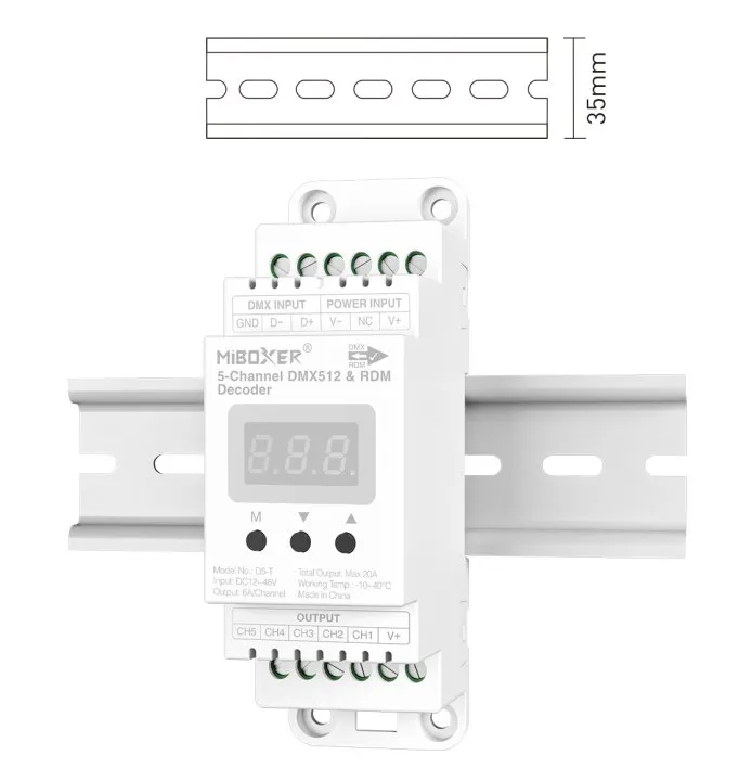 MiBoxer D5-T LED Controller DMX 5-Kanal für DIN-Schiene