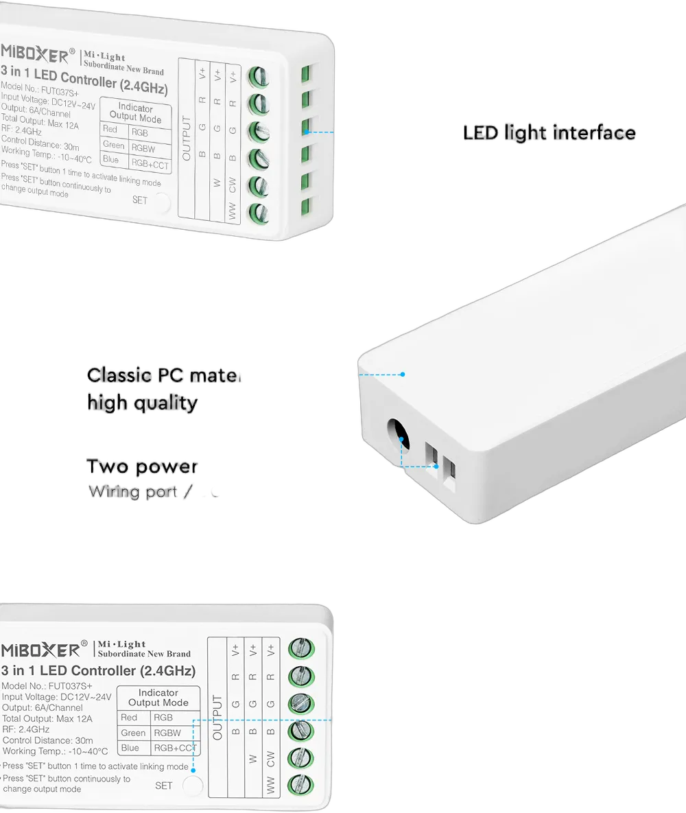 MiBoxer FUT037S+ LED Controller 3in1 (RGB/RGB-W/RGB+CCT) DC12/24V 2,4G