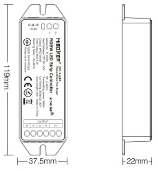 MiBoxer FUT038M LED Controller RGB-W 2,4GHz DC12/24V für LED Strips